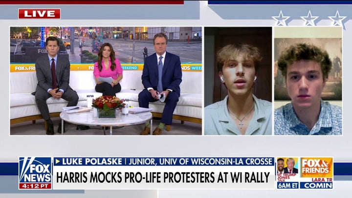 Wisconsin college students mocked, heckled at after shouting pro-life messages at Harris rally